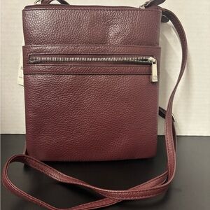 GIANI BERNINI Women S Burgundy Pebble Adjustable Strap Crossbody Handbag Purse